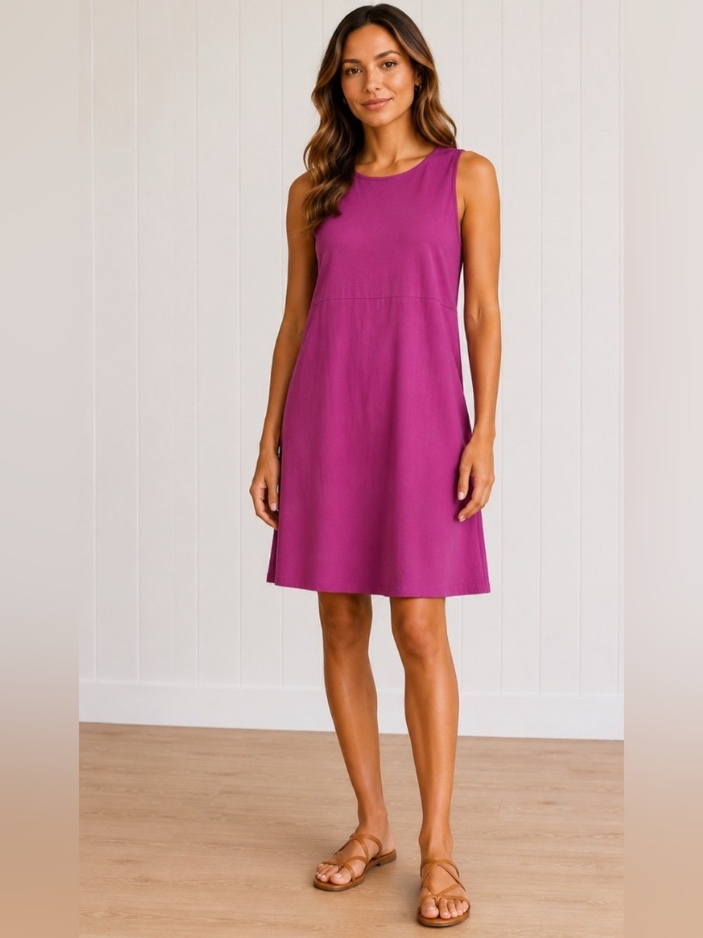 Eddie Bauer Women’s Coastal Breeze Deep Magenta Sleeveless Dress NWT Size XL